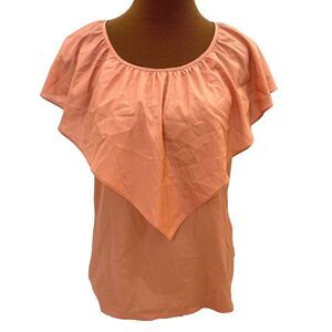 Banana Republic Womens Top Medium Lightweight‎ Ruffle Collar Peach-Orange